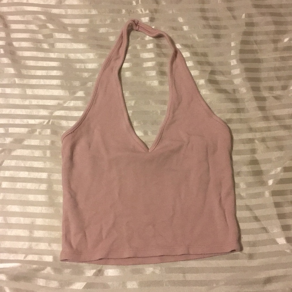 Brandy Melville v neck pink halter top